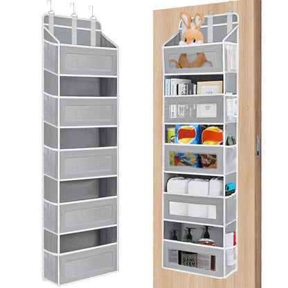 Over the Door Organizer Storage-5-Tier Hanging Organizer with 5 Large Pockets, Anti-Tilt Design, 44 Lb Capacity for Bedroom, Bathroom, Pantry