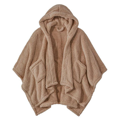 Songling Wearable Blanket Sherpa Poncho Office Work Warm Cozy Shawl Blanket,Plush Cape Wrap for Adults
