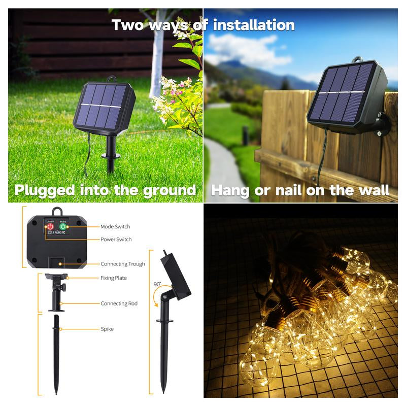 Funny Lamp Outdoor Patio LED Solar String Lights, 16 Shatterproof Bulbs, 26Ft Waterproof Solar String Lights with 8 Lighting Modes – Suitable for Decorating Patios, Courtyards, Gardens, Living Rooms & Bedrooms Funny Light
