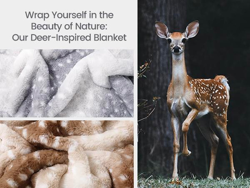 Cozy Bliss Luxury Faux Fur Throw Blanket 400GSM Deer Print, Non Shedding Double Sided Sherpa Blankets Super Soft Fluffy Thick Warm Throws Home Decor for Couch Bed Sofa Women, Plush Warm Microfiber Cheetah Blanket for Couch, Bed,Season Comfort, Sofa