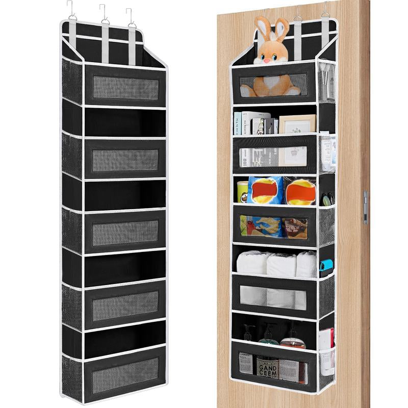 Over the Door Organizer Storage-5-Tier Hanging Organizer with 5 Large Pockets, Anti-Tilt Design, 44 Lb Capacity for Bedroom, Bathroom, Pantry
