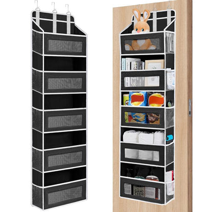 Over the Door Organizer Storage-5-Tier Hanging Organizer with 5 Large Pockets, Anti-Tilt Design, 44 Lb Capacity for Bedroom, Bathroom, Pantry