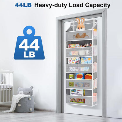 Over the Door Organizer Storage-5-Tier Hanging Organizer with 5 Large Pockets, Anti-Tilt Design, 44 Lb Capacity for Bedroom, Bathroom, Pantry