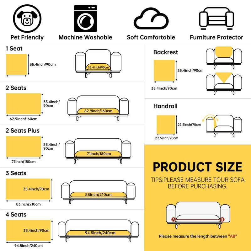 Pet-Friendly Chenille Sofa Cover, Suitable for Armchairs & Sofas, Easy to Clean Home Decor, Living Room & Bedroom Use