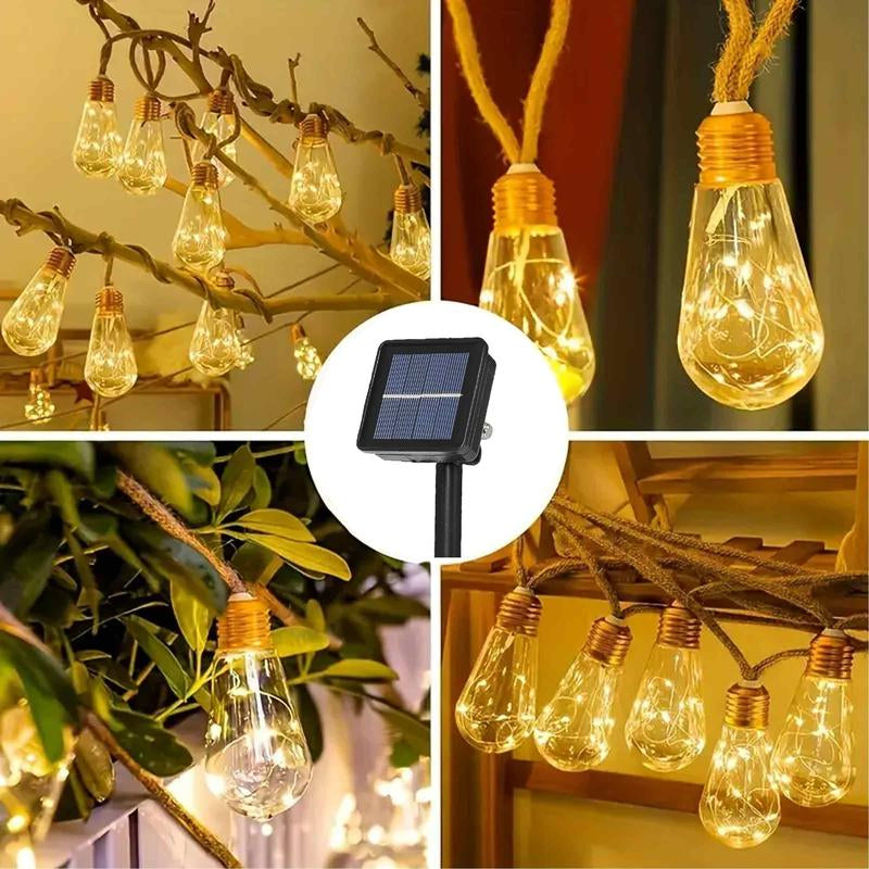 Funny Lamp Outdoor Patio LED Solar String Lights, 16 Shatterproof Bulbs, 26Ft Waterproof Solar String Lights with 8 Lighting Modes – Suitable for Decorating Patios, Courtyards, Gardens, Living Rooms & Bedrooms Funny Light